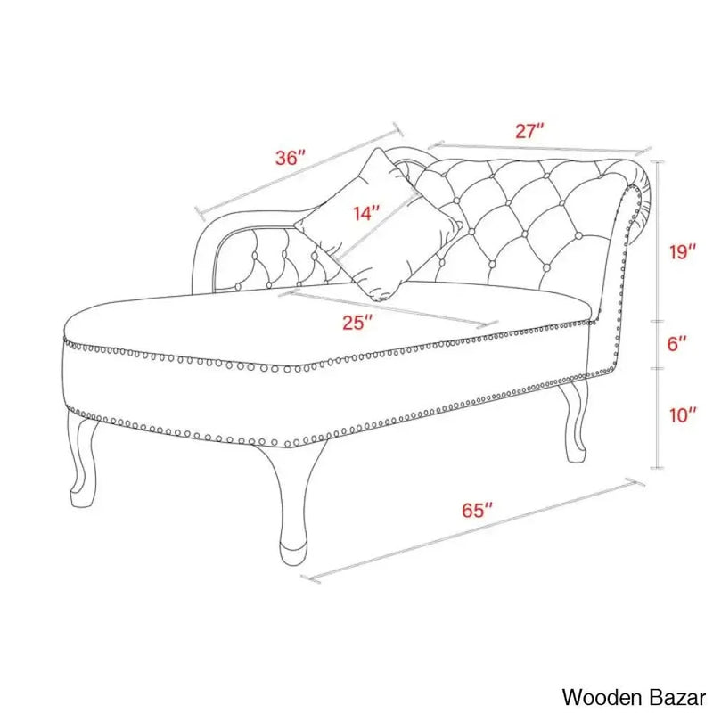 Ingrid One Arm Left-Arm Chaise Recessed Arms Chaise Lounge