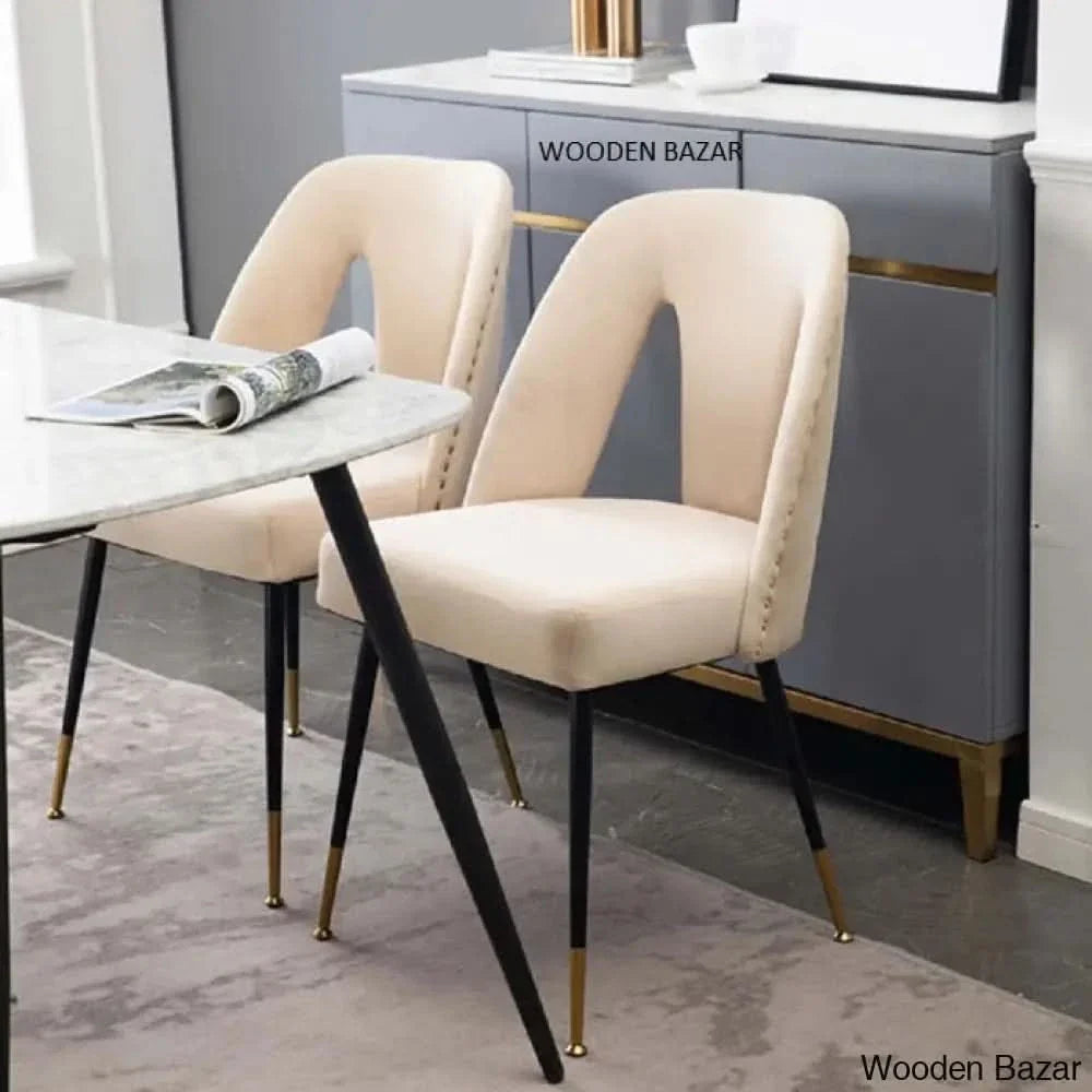 Janak Velvet Solid Back Side Dining Chairs Chair (Set of 2) - Craft Decor