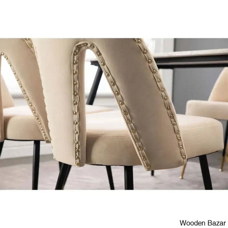 Janak Velvet Solid Back Side Dining Chairs Chair (Set of 2) - Craft Decor