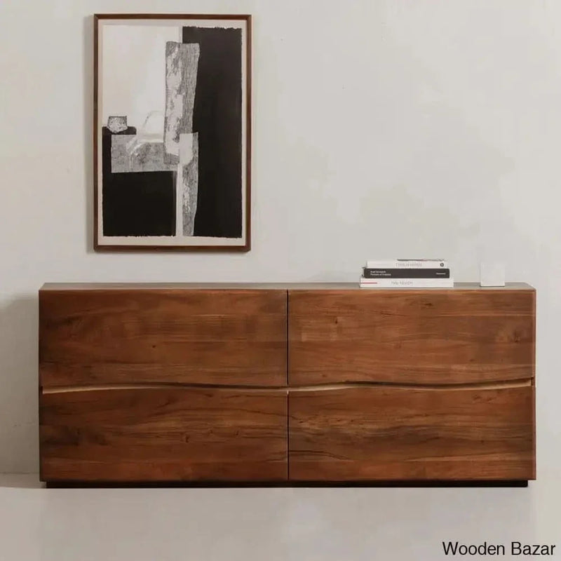 Jette 4 Chest of Drawers in Solid Wood With Innovative Design Live Edge