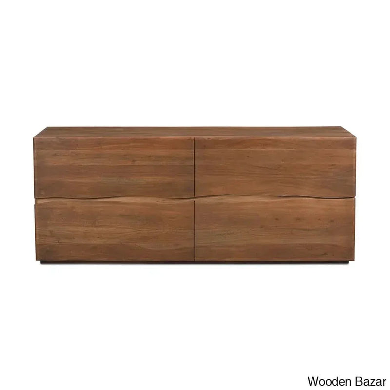 Jette 4 Chest of Drawers in Solid Wood With Innovative Design Live Edge