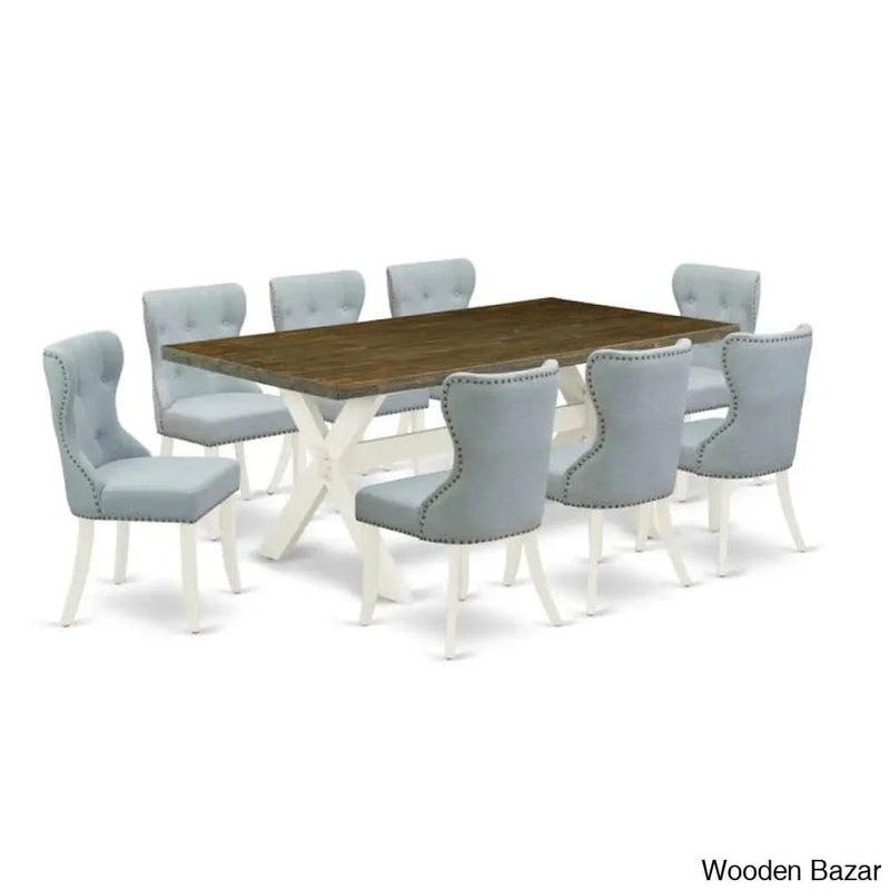 Jezelle 8 - Person Acacia Solid Wood Dining Set