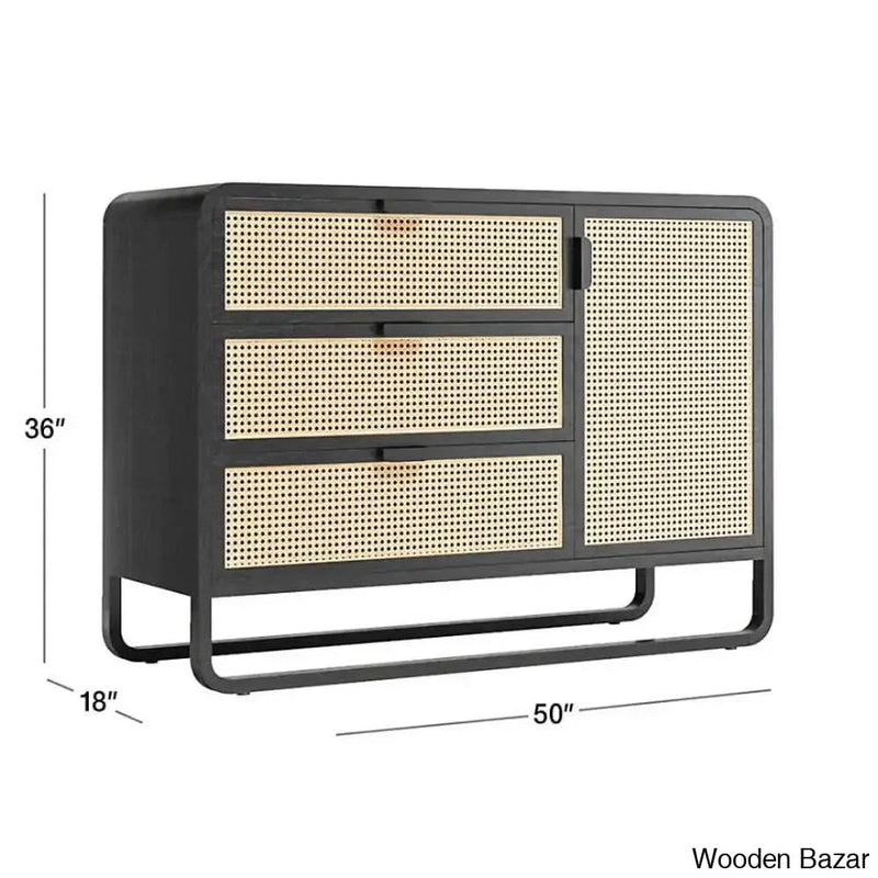 Kandice Refined Functionality Solid Wood Anaise Cane 3-Drawer Chest