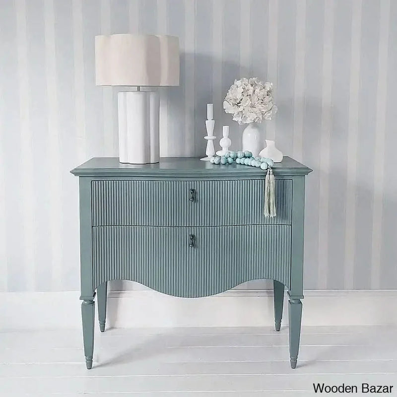 Karyn Solid Wood Premium with Blue Finish Chest of Drawers