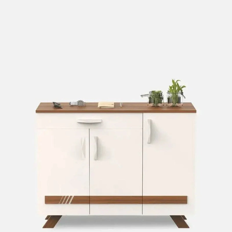Kaspen 3 Doors Shoe Rack Cabinet with Drawer in Walnut & White Finish