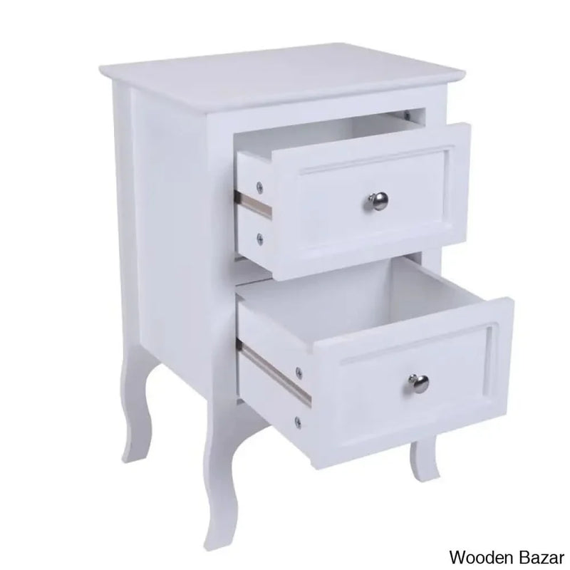 Kenny Bedside Table, Side End Table, Nightstand with Two Drawers (Set of 2)