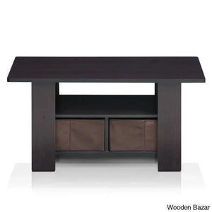 Kentony Coffee And Center Table With Bin Drawer Dark Walnut Top/Dark Base