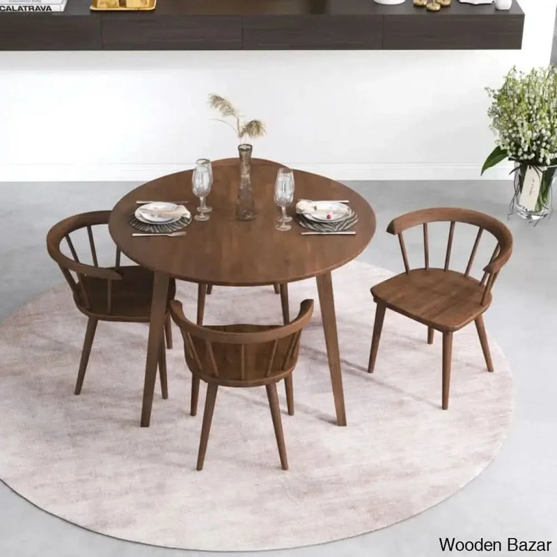 Keteors New 4 seater Walnut Solid Wood Dining Table Set
