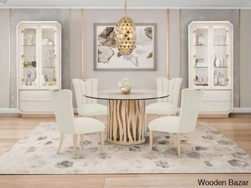 La Rachelle 5 - Piece Glass Top Pedestal Dining Set