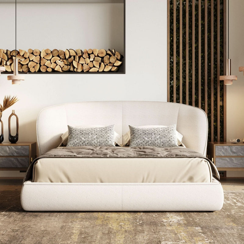 Lambert Modern Beige Fabric Upholstered Bed