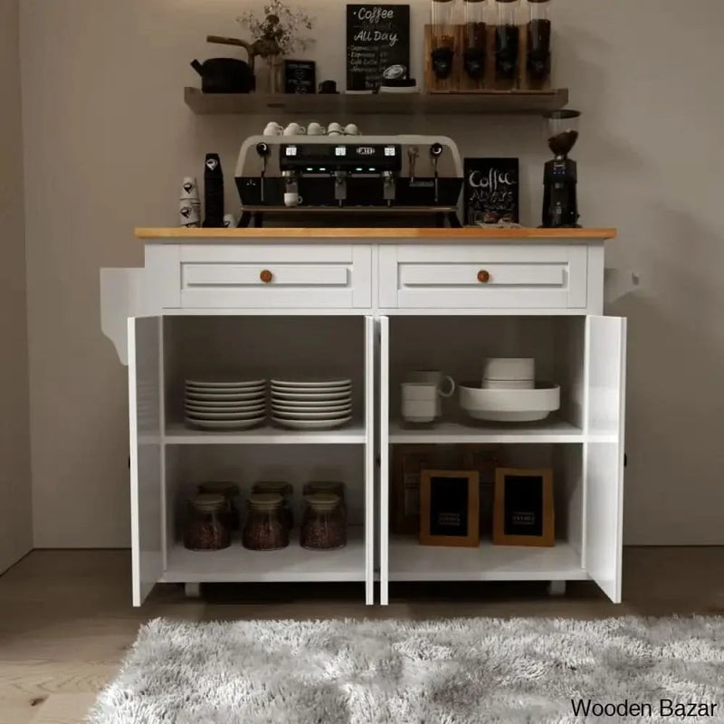 Laronna Solid Wood Top Kitchen Island Kitchen trolley cart cabinet kitchen island with storage
