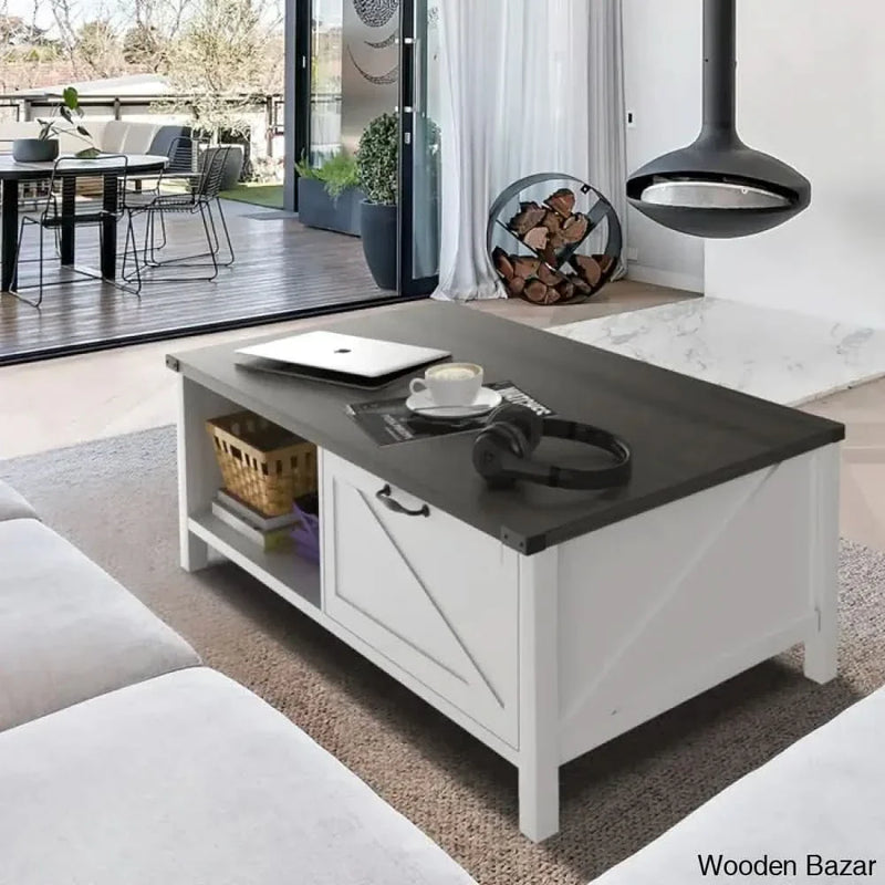 Learoyc 46" 4 Legs Rectangular Coffee and center Table With Storage And Drawer For Living Room