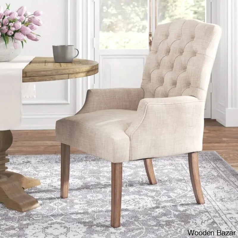 Lila Tufted Linen Arm Chair