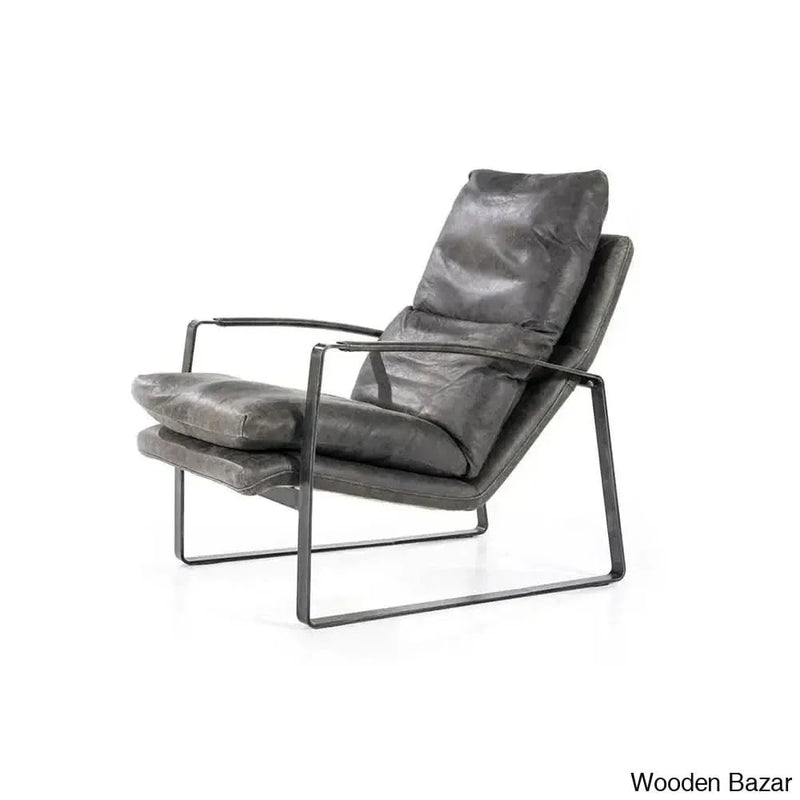 Lillian Lex Modern Single Seater Armchair With Metal Base - Craft Decor Dark Brown