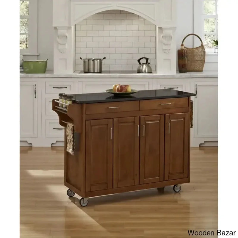 Littrell Granite Top Kitchen Island Kitchen trolley cart cabinet kitchen island with storage