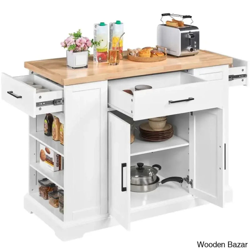 Londono Solid Wood Top Kitchen Island Kitchen trolley cart cabinet kitchen island with storage