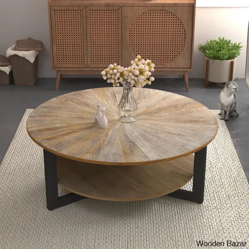 Lovekush Framed Coffee And Center Table With Storage Brown Ash/Black
