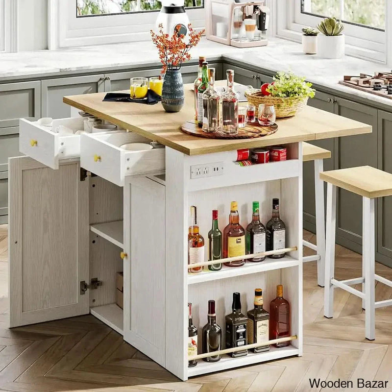 Lujane Wood Kitchen Island Kitchen trolley cart cabinet kitchen island with storage