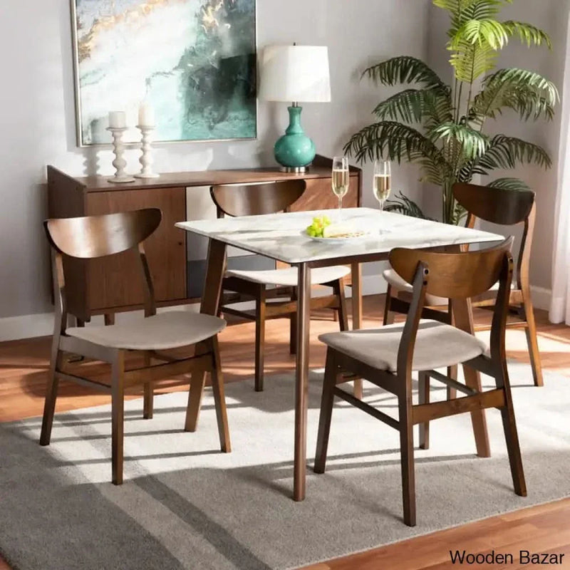 Lunar New 4 Seater Modern Dining Table set Marble Top