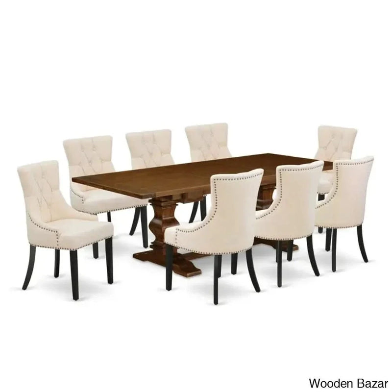 Luxurious Emma Teak Wood Dining Set With Removable Leaf