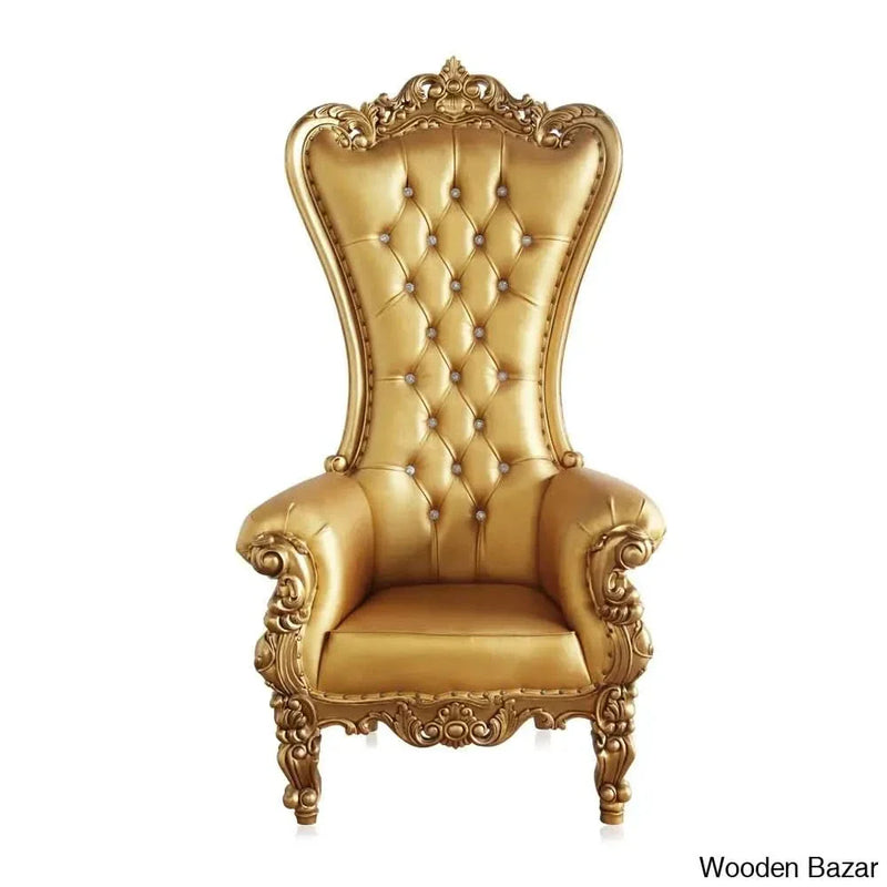 Luxury Golden Throne Wedding Chair - High Back Royal Dining
