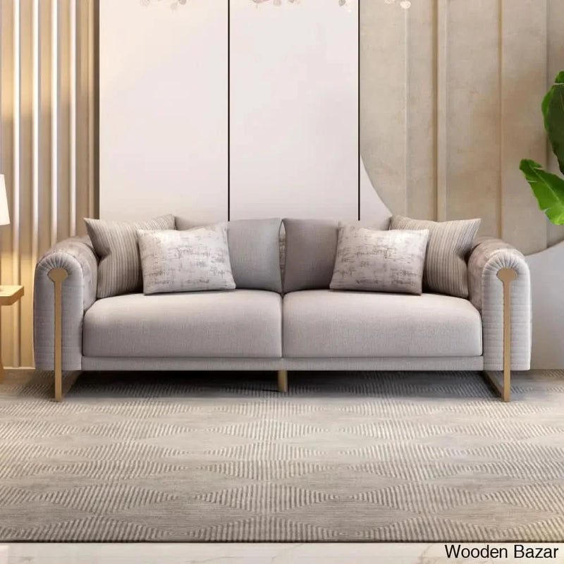 Luxury Velvet Sofa Set 3+3+1 Elegant Beige With Stylish and Comfortable Sitting
