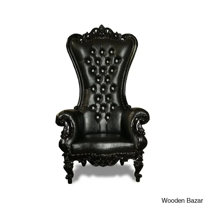 Luxury Wedding High Back Throne Chair Leather (Black)