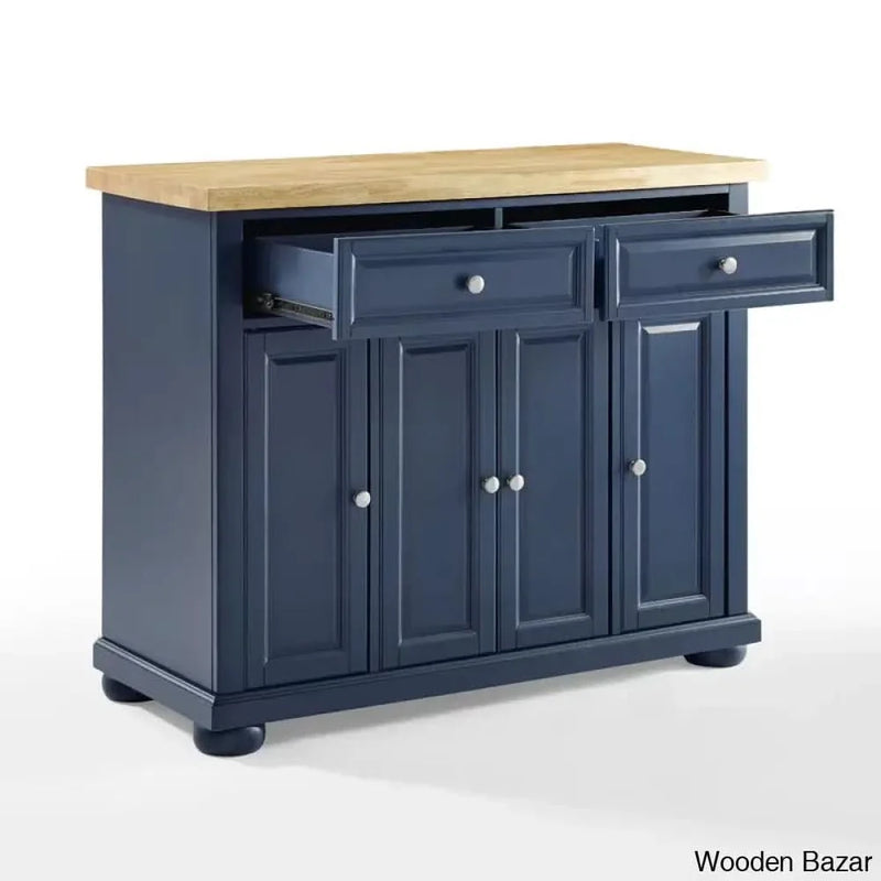 Madison Solid Wood Top Kitchen Island Kitchen trolley cart cabinet kitchen island with storage