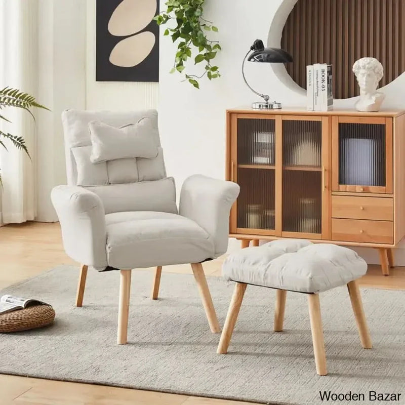Malbern New Upholstered Accent recliner Chair with Ottoman