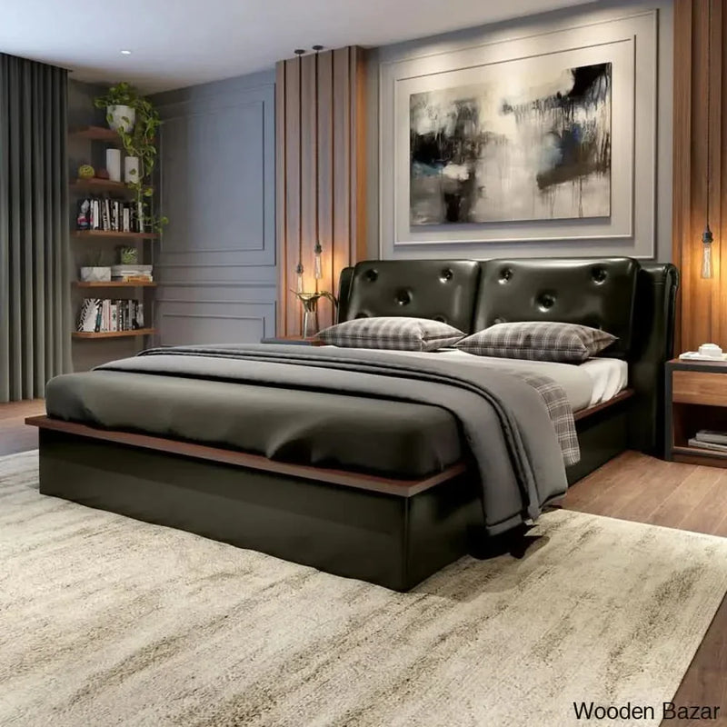 Mariono Queen Size Bed in Upholstered Style with Hydraulic Storage