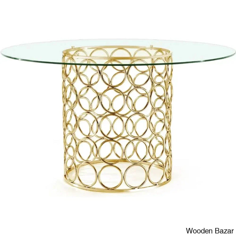 Maxtern Luxury 4 Seater Glass Top Pedestal Dining Set