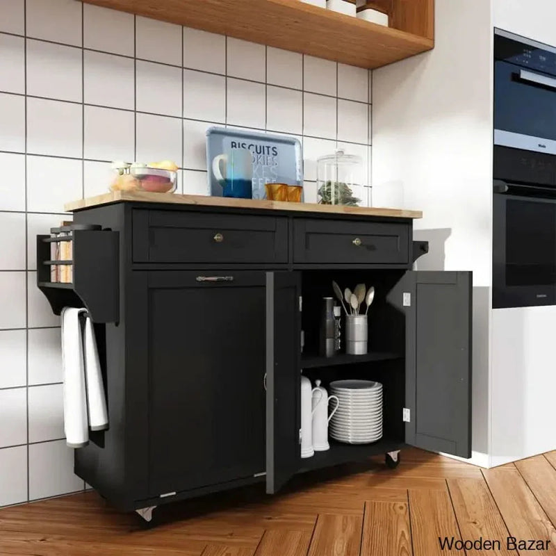 Melanye Solid Wood Top Kitchen Cart Kitchen trolley cart cabinet kitchen island with storage