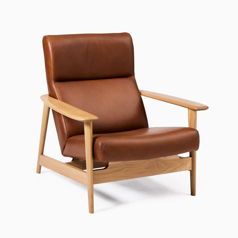 Qiop Mid-Century Show Wood High-Back Leather Chair - Craft Decor