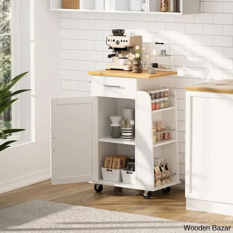 Mindert Wood Kitchen Island Cart Kitchen trolley cart cabinet kitchen island with storage