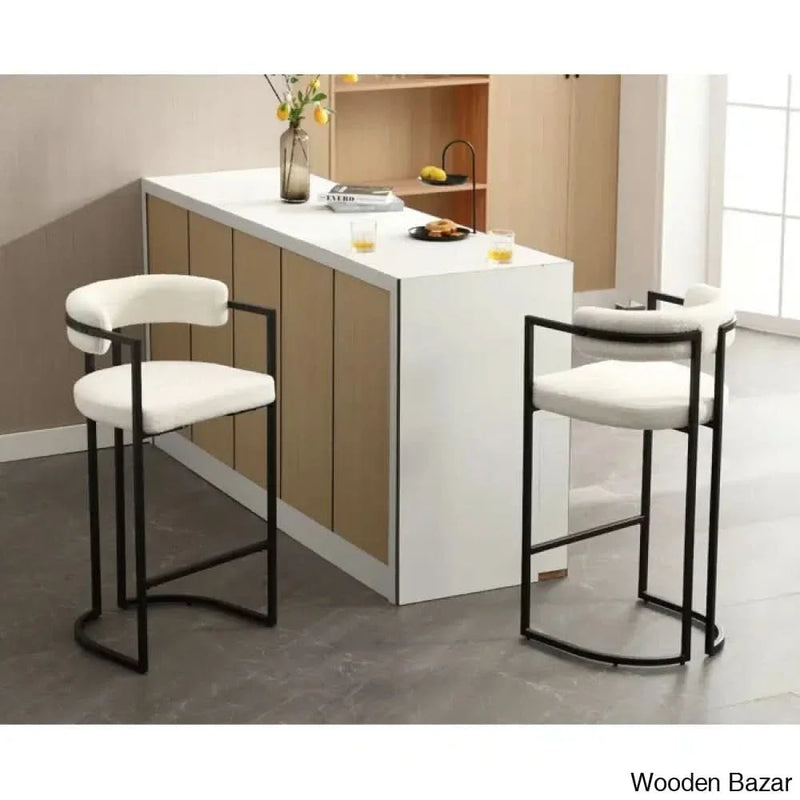 Modern Ivy Swivel Upholstered Hollow Counter and Bar Stool With Armrests And Footrests, Barrel High Bar Stools