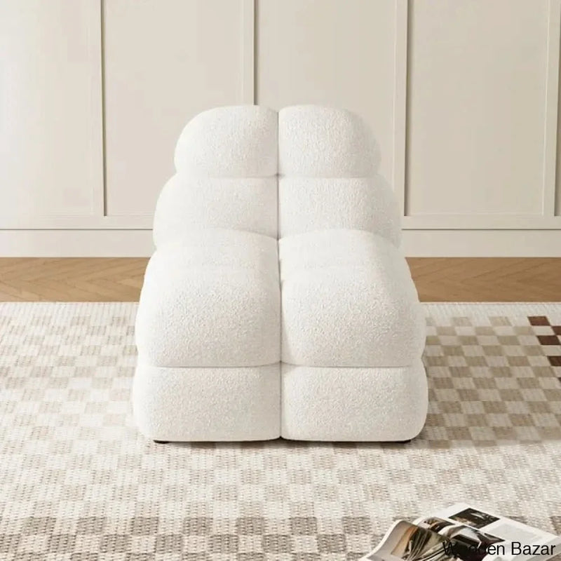 Modern Off-White Cream Boucle Accent Chair Cloud Lounge Chair Soft Cushion - Craft Decor