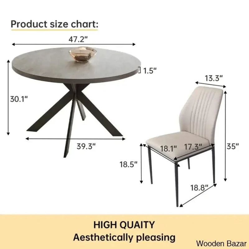 Modern Round Dining Table Set | Space-Saving Leisure Coffee Table with 6 Chairs