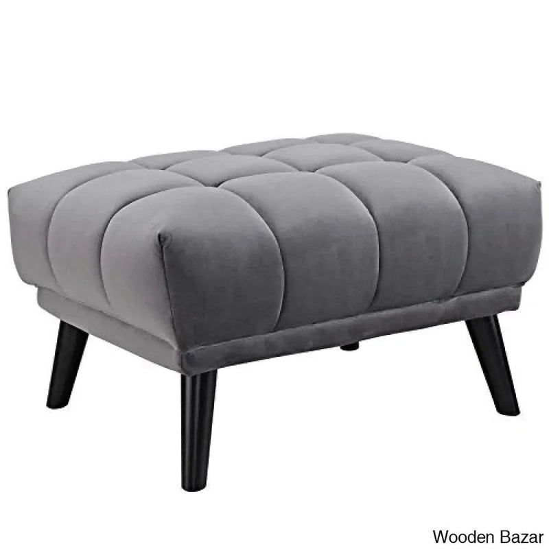 Modway Bestow Mid-Century Performance Velvet Upholstered Tufted Ottoman in Gray