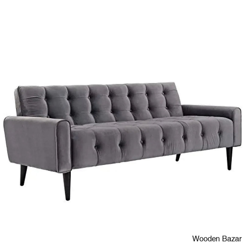 Modway Delve Luxury Button Tufted Upholstered Velvet Sofa In Gray