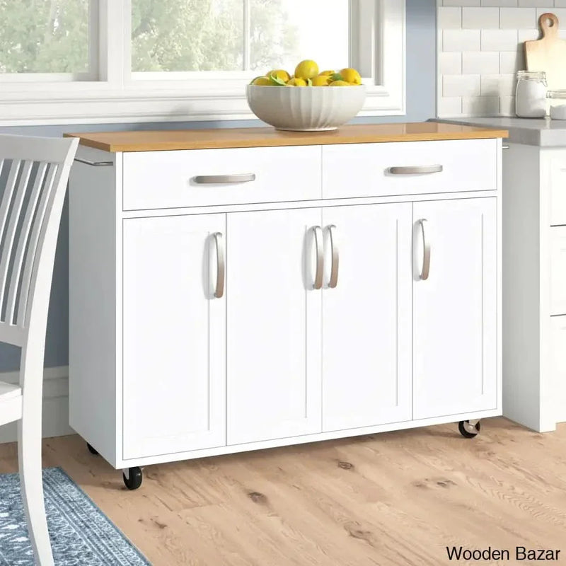 Moretown Wood Kitchen Cart Kitchen trolley cart cabinet kitchen island with storage