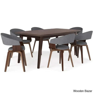Nat Modern 6 Seater Dining Table Set Gray