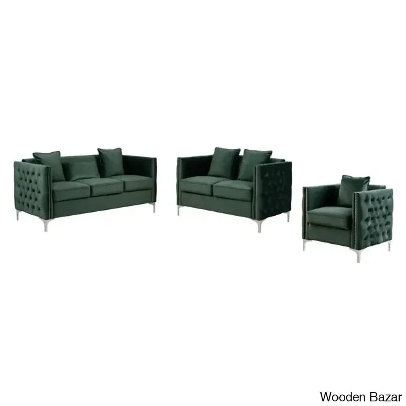 Natalie 3 Piece Velvet Living Room Set