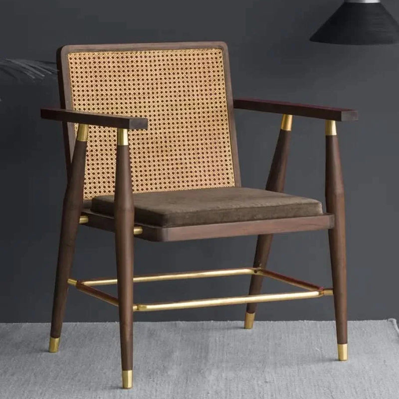 Navah Arm Chair In American Walnut Finish -Craft Decor
