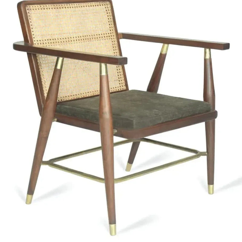 Navah Arm Chair In American Walnut Finish -Craft Decor