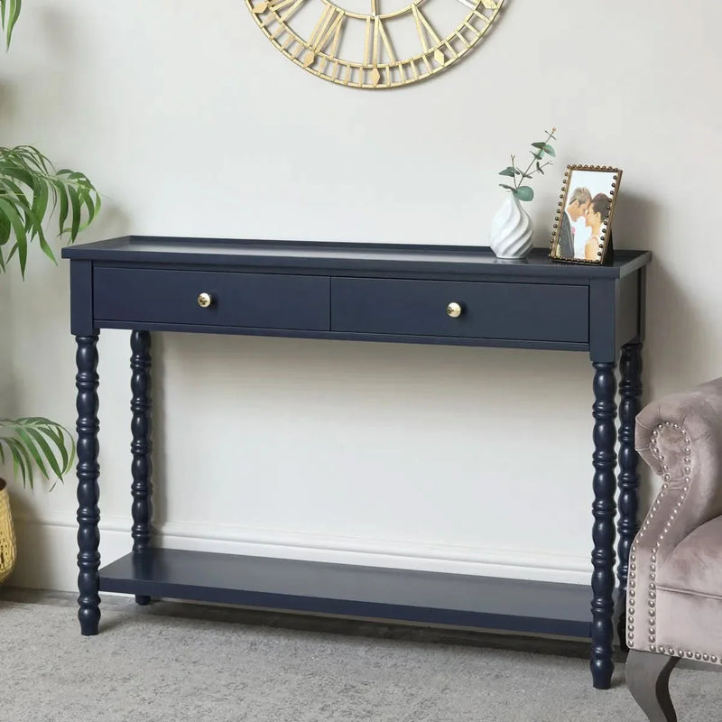 Navy Blue Bobble 2 Drawer Console Table