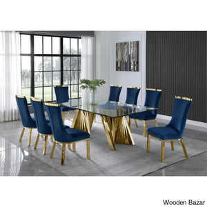 Nekki 8 Seater Double Pedestal Dining Set - Craft Decor Navy Blue