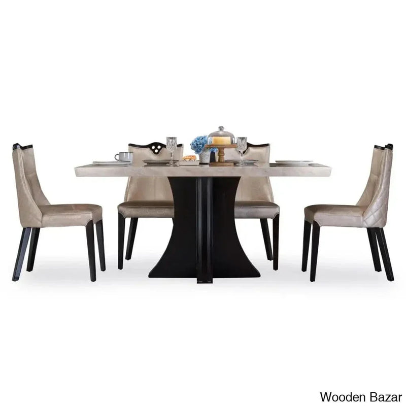 New Royal 6 Seater Dining Set With Polished Marble Finished Top