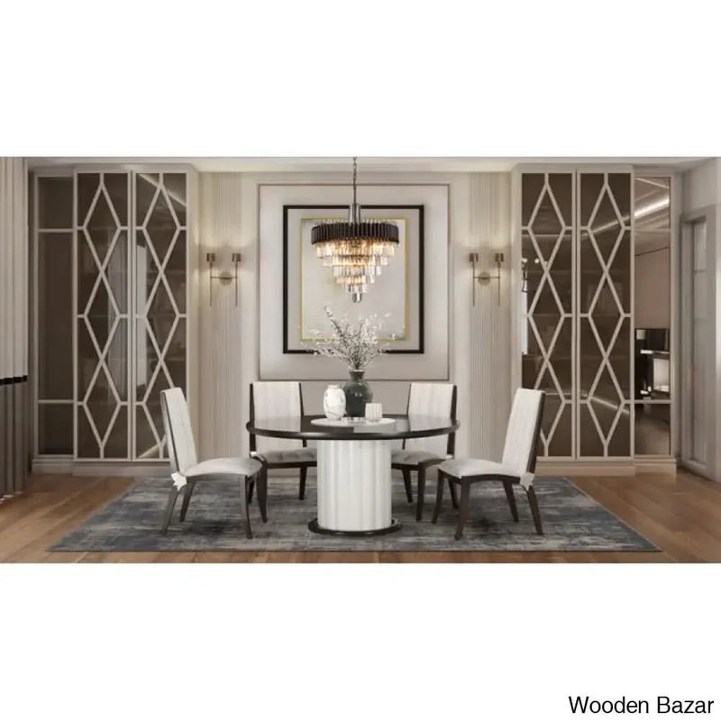 New York 4 Seater Stylish Pedestal Dining Table Set