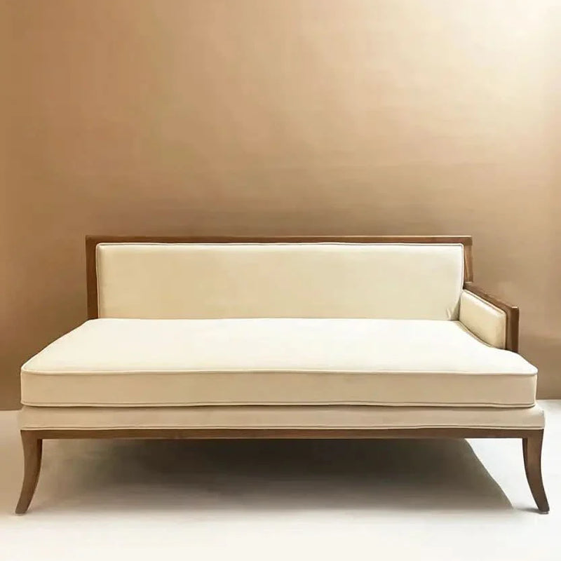 Nova Three Seater Teak Wood Sofa in Velvet Color - Craft Decor