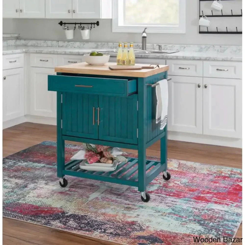Obed Solid Wood Top Kitchen Cart Kitchen trolley cart cabinet kitchen island with storage